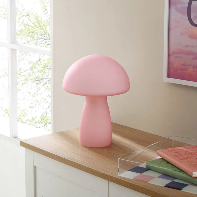 Lampe de table champignon 12 po 12 po, Rose, Rose