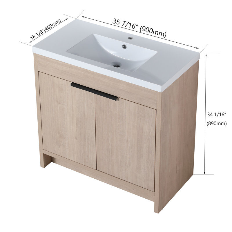 35.97'' Single Bathroom Vanity with Resin Top