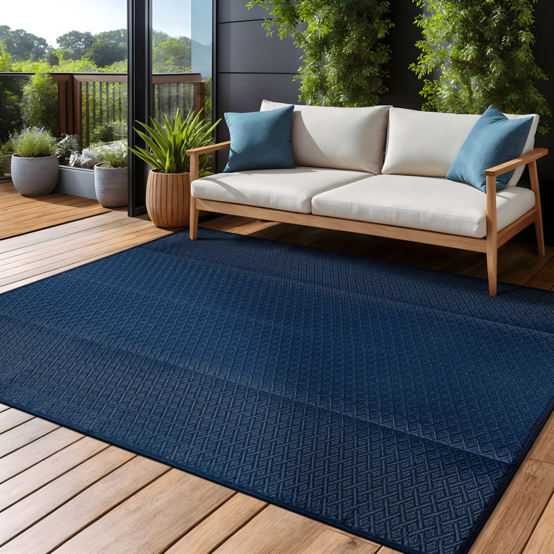 Tapis extérieur diamant, Rectangle 10' x 14', Navy