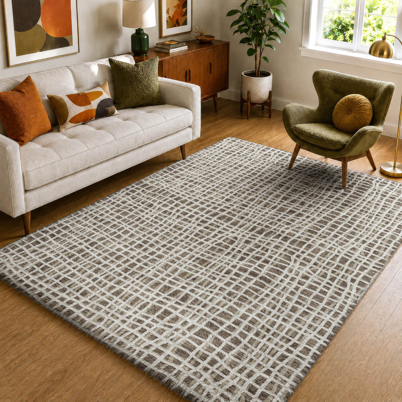 Striped Indoor Rug, Brun, 5' x 7'6"