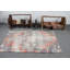 Tapis turc rouge et gris avec motif de chemin de fer antique rétro parfait pour la décoration de chambre à coucher et les thèmes orientaux orientaux