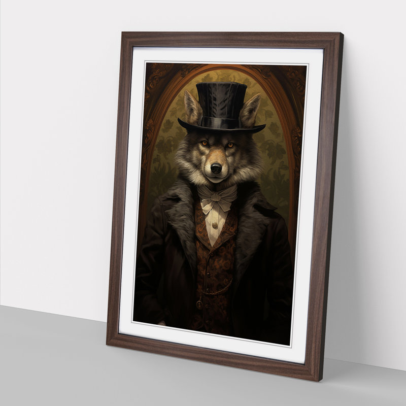 Wolf Victorian - Single Picture Frame Print on Wood, Walnut, 46cm H x 34cm W x 2cm D