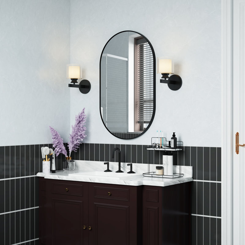 Miroir de salle de bain mural, Noir mat, 40 po x 24 po
