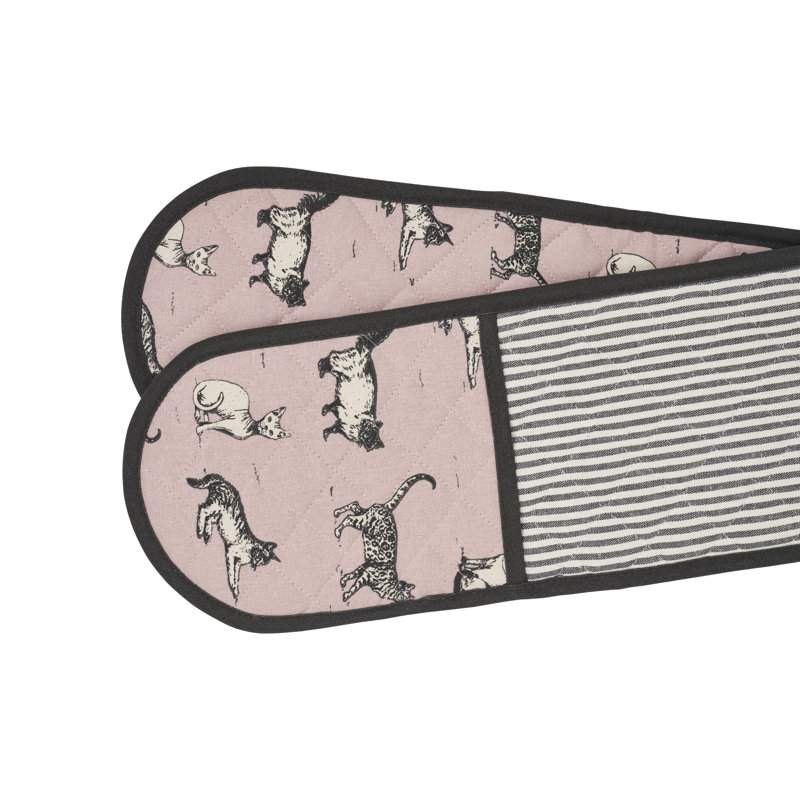 Penguin Home Cotton Oven Glove, Grey/Pink