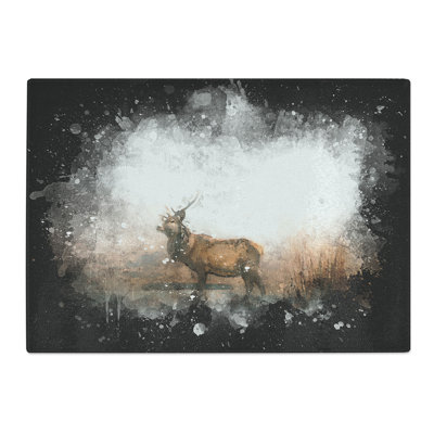Tempered Glass Deer Stag in the Fog Chopping Board