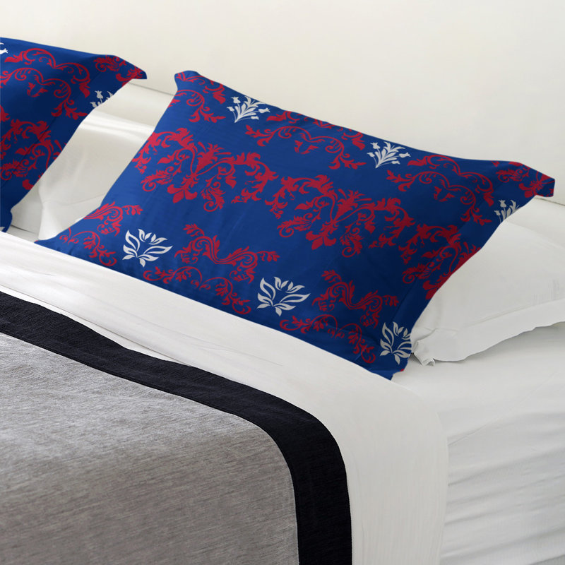 Football Baroque Pattern Pillow Sham, Polyester, Standard, Blue/Red/White