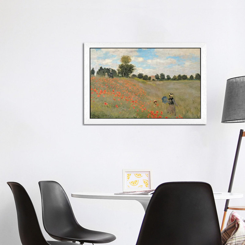 Claude Monet - Print on Canvas, 101.6 cm H x 66.04 cm W, White Floater Framed