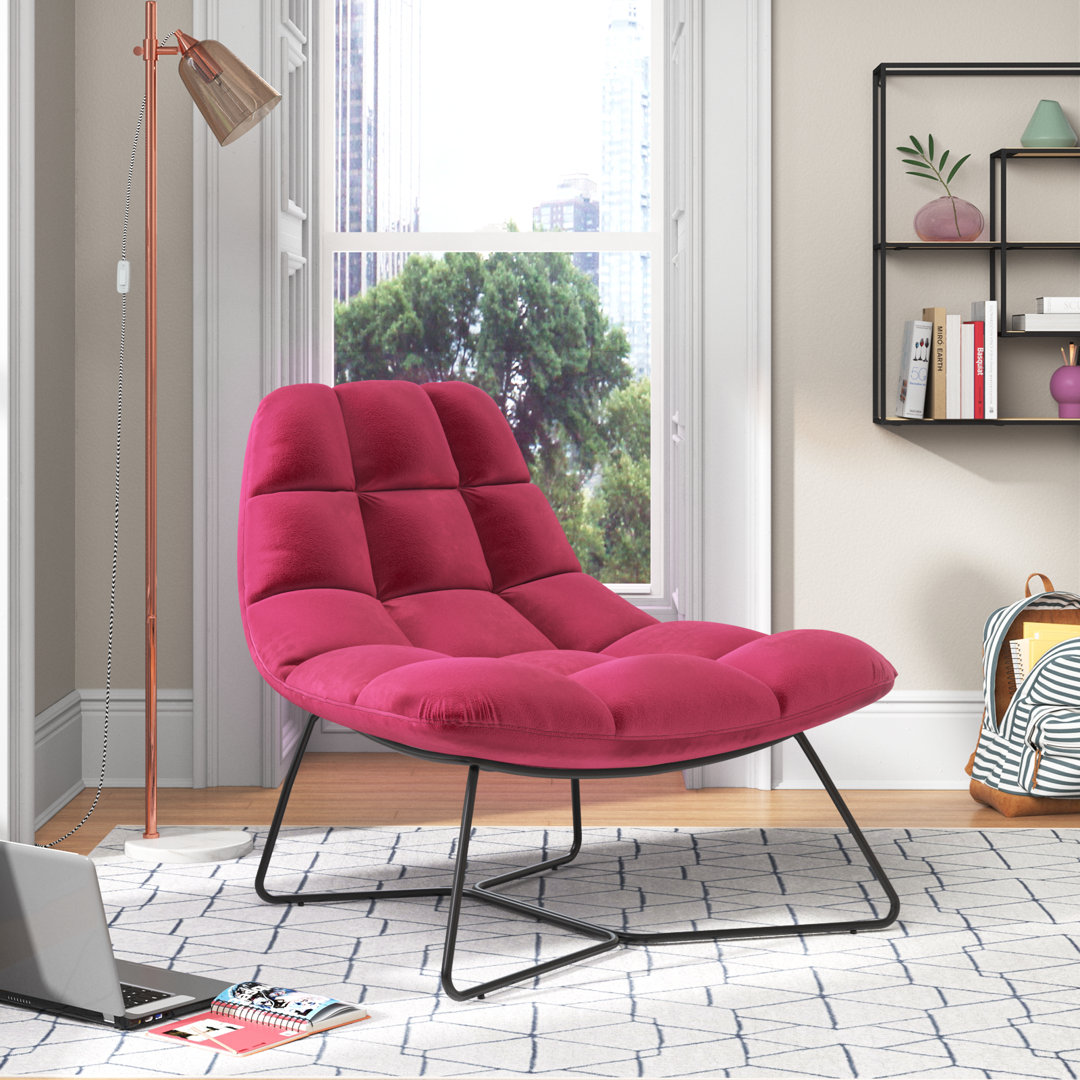 38.98" Wide Tufted Velvet Lounge Chair with Metal Sled Base Mercury Row® Teen Leg 