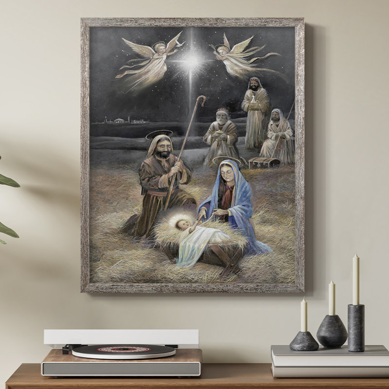 Bethlehem Night, reproduction encadrée - bois massif, H 21 po x l 17 po