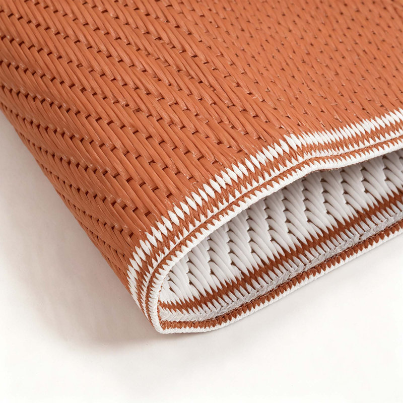 Tapis de paille en plastique imperméable Grid pour porche, terrasse, véhicule récréatif, balcon, cour arrière, Orange