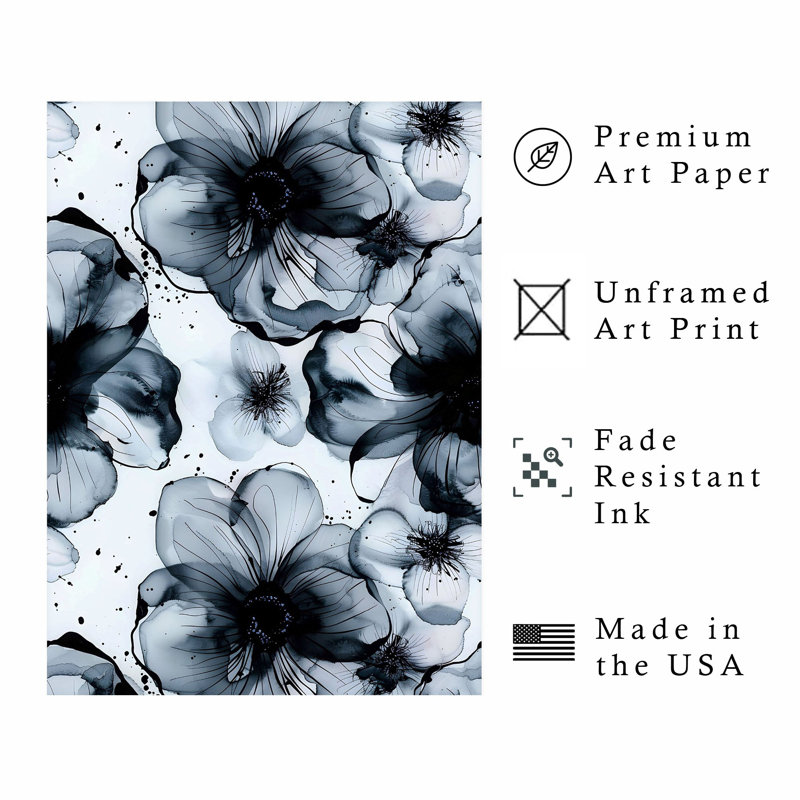 «Floral Black Floral Dreams XVIII», reproduction d'art moderne sans cadre