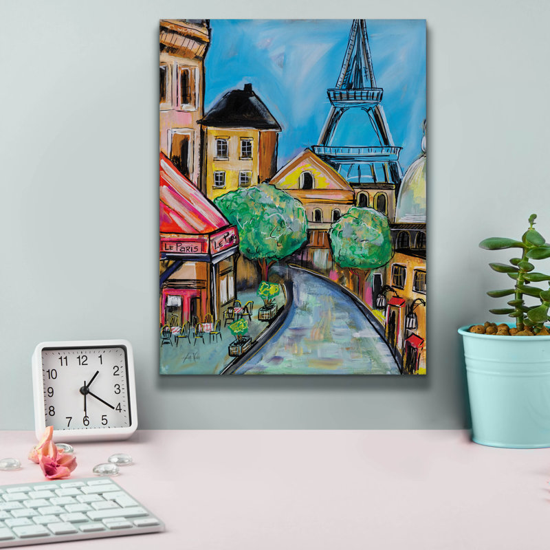 «Paris Evening 2» par Jeanette Vertentes, art mural sur toile, H 16 po x l 12 po x P 0,75 po
