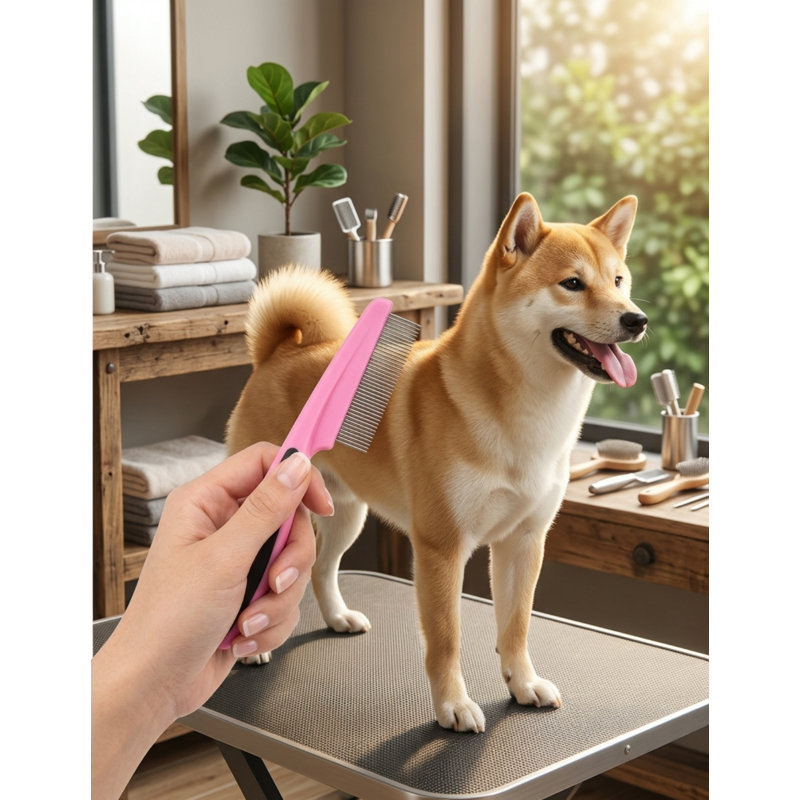 Ensemble de 9 brosses à cheveux pour animaux avec tondeuse à clous et lime, peigne à récurer pour tous les petits et grands chiens et chats, rose