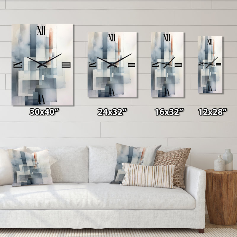 Gris abstrait zen V - Horloges murales minimalisme, Très grand