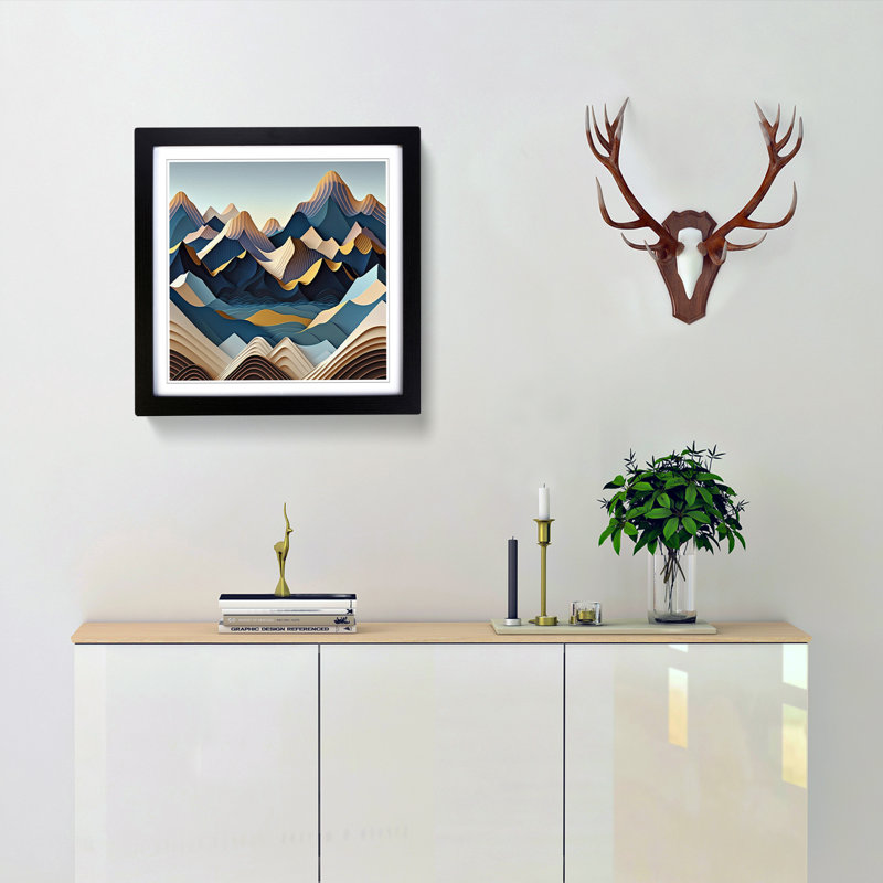Mountain Op Art - Framed Print, Black
