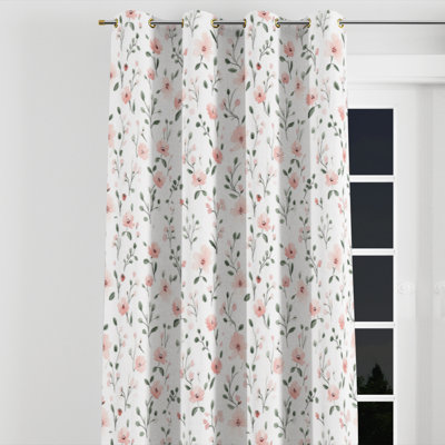 Girls Botanical Blackout Curtains - Fresh Baist Twin Velvet Grommet Curtain - 1 Panel
