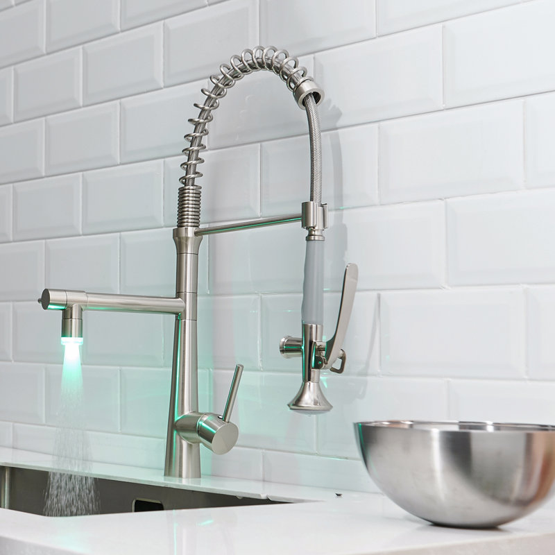 Kitchen Sink Faucet, Single Handle Pre-Rinse Spring Sprayer Kitchen Faucets, High Arc Pull Down  Kitchen Faucet