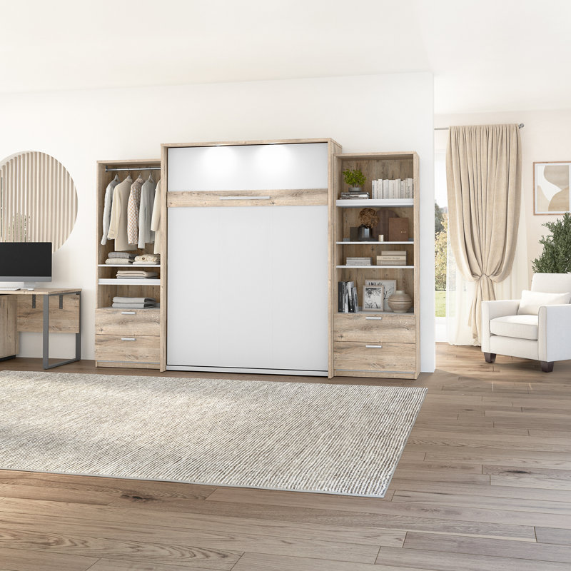 Osterman Murphy Bed, Queen, Rustic Brown/White
