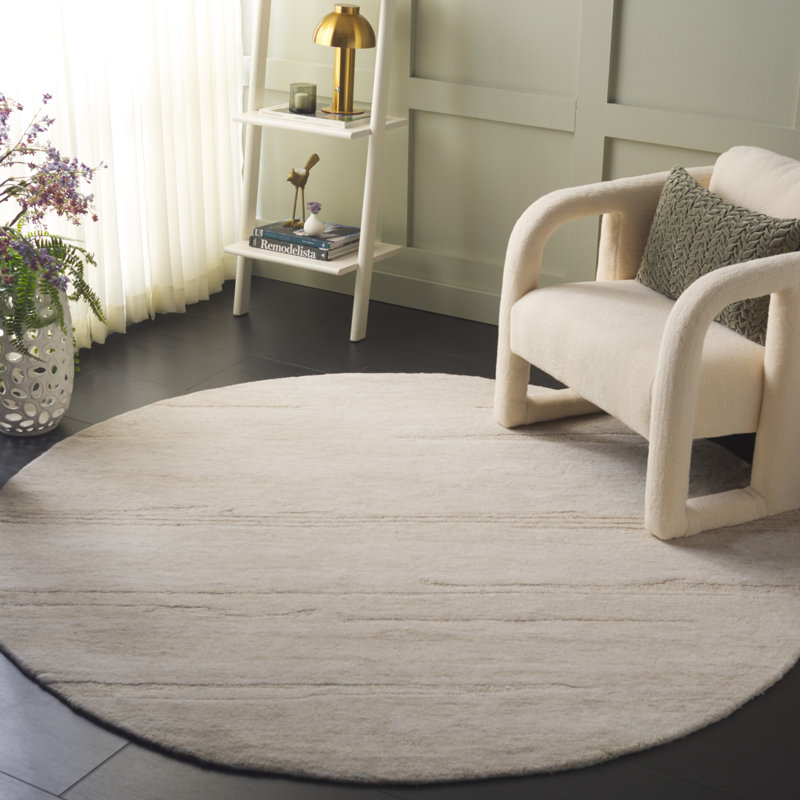 Willersley Ebony Hand Tufted Wool Pile Rug, Round 6'
