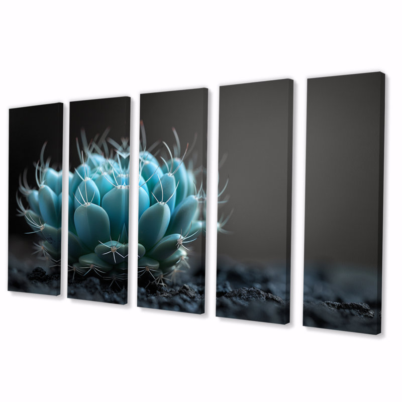 «Green», gris, monochrome, fleur de désert, cactus, H 28 po x l 60 po
