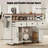 46.5'' Farmhouse Kitchen Island With Drape Of Beads, Power Outlet, Rolling Kitchen Cart On Wheels With Drop Leaf, 3 Doors , 3 Drawers And Internal Iron Shelf, For Kitchen, Dining Room-1567132311