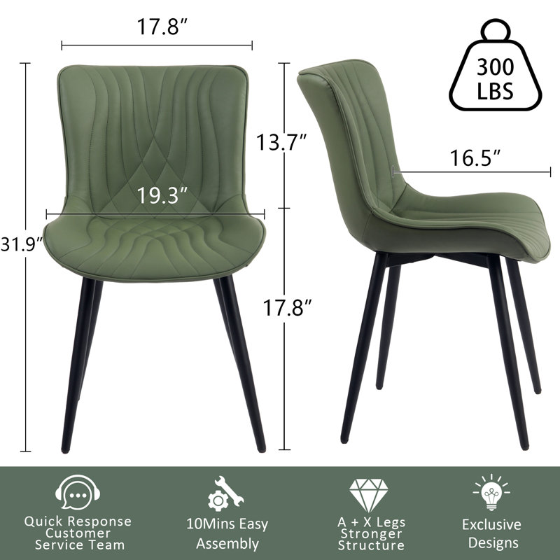 Chaise de salle à manger Disbrow, Vert