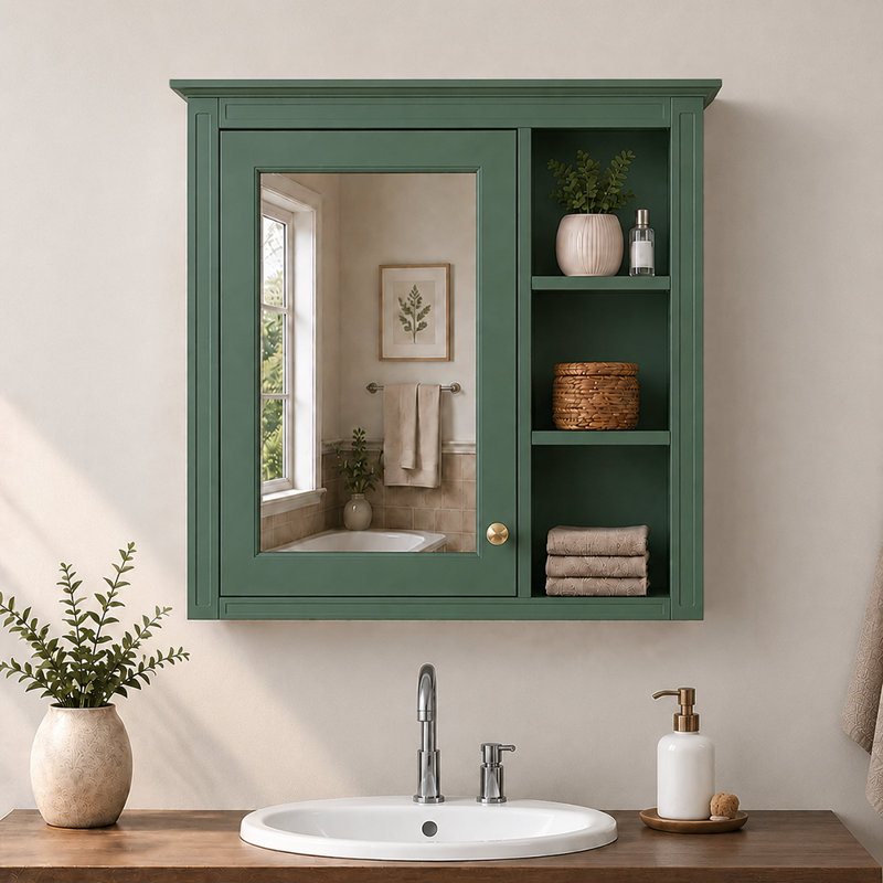 Armoire à pharmacie rectangulaire en bois avec panneau de fibres à densité moyenne H 28 po x H 30 po LuxuryCore, Green