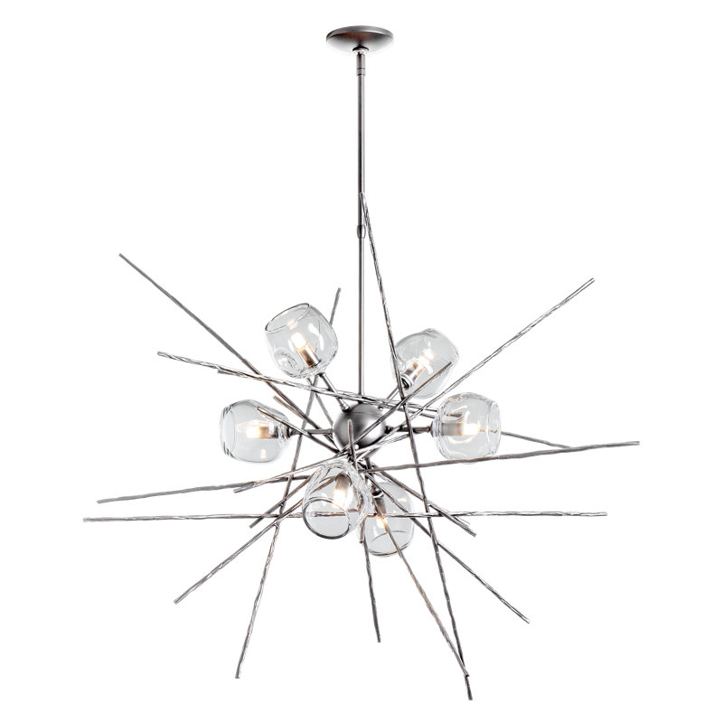 Griffin 6 - Light Chandelier, Sterling, 56.6" H x 39.2" W x 38.8" D, Clear