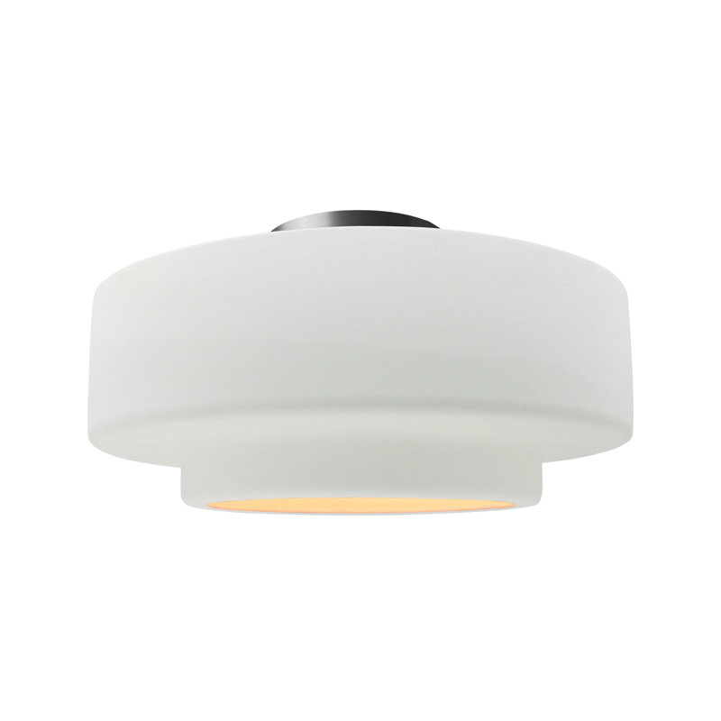 Plafonnier semi-encastré Radiance, H 8 po x l 16,5 po x P 16,5 po, Nickel brossé, Blanc brillant / blanc brillant