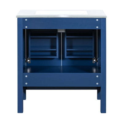 Meuble-lavabo avec lavabo simple, 2 portes à fermeture douce et 1 tiroir