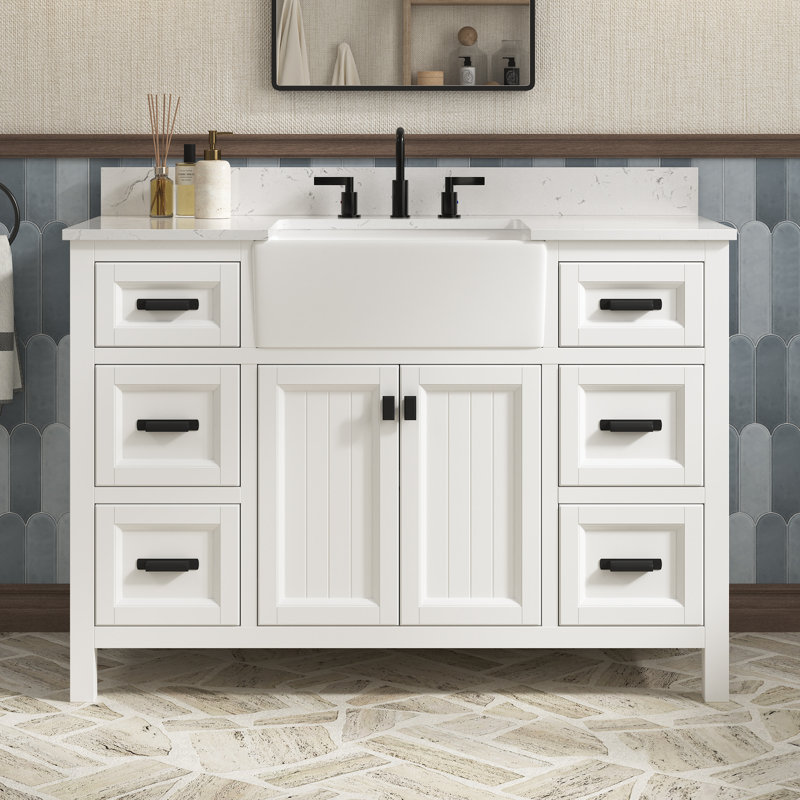 Meuble-lavabo autoportant 49 po avec comptoir en pierre artificielle 49 po