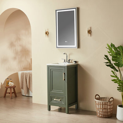 Meuble-lavabo simple autoportant de 18 po avec plateau entièrement assemblé