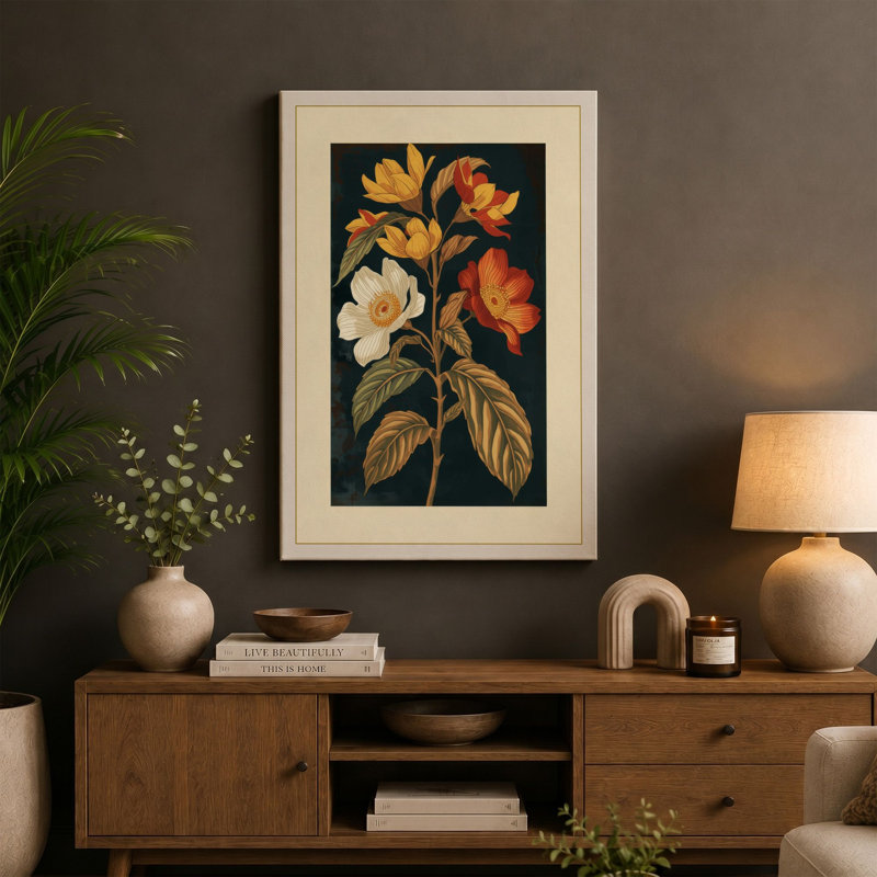 Study in Bloom Botanical - Wrapped Canvas, 24x16 - 61.0 x 40.6 cm, Sage Border