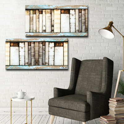 "Vintage Bookshelf" par Olivia Rose, impression sur toile tendue 2 pièces
