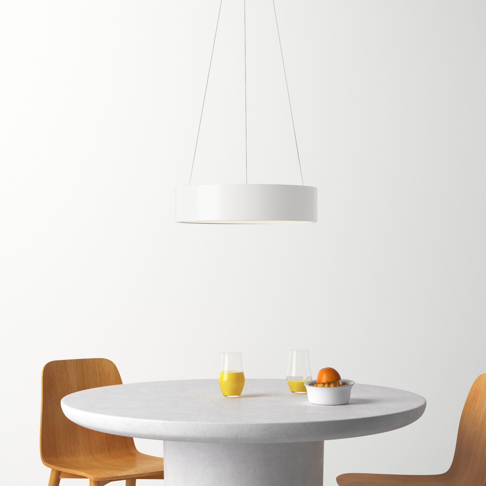 Romain Single Light Acrylic Dimmable LED Pendant, White, 4" H x 18" W x 18" D