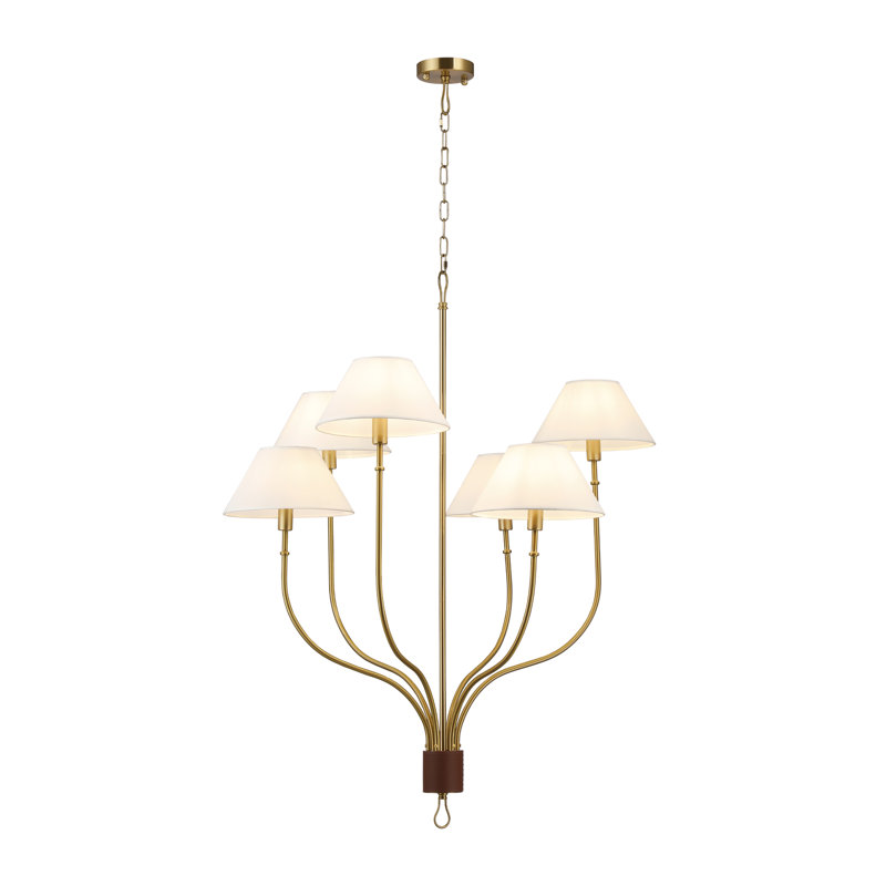 Grand lustre 6 lumières Griffin, Laiton