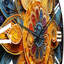 Gold Teal Yoga Mandala Pointillism Metal Wall Clock-93382111