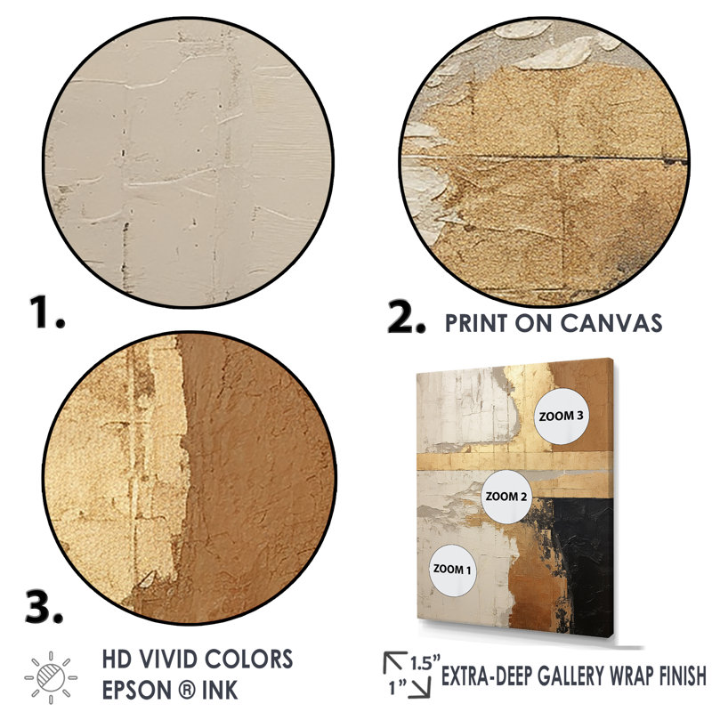 Abstrait abstrait "Beige Gold Road Collage IV", art mural abstrait sur toile, H 32 po x l 24 po x P 1 po, Toile tendue