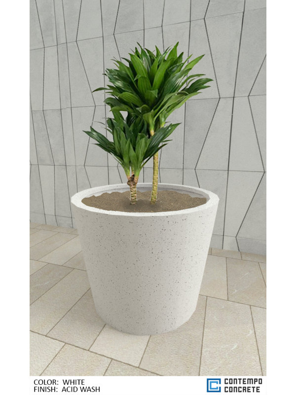 Pot à fleurs Lyra, Blanc lavé à la pierre