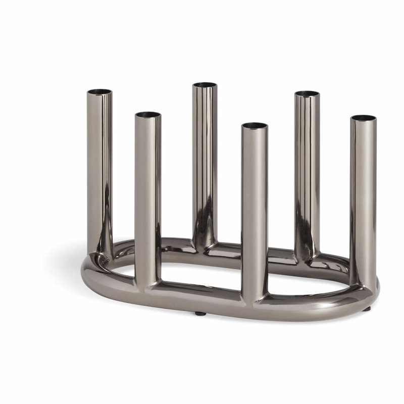 Rad 7'' H Steel Tube Tabletop Candelabra, Black Nickel