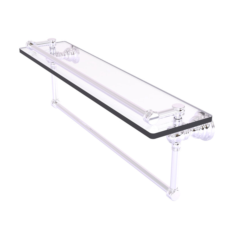 Étagère murale en verre Freyja Gallery, H 5,54 po x l 22 po x P 7,4 po, Chrome poli