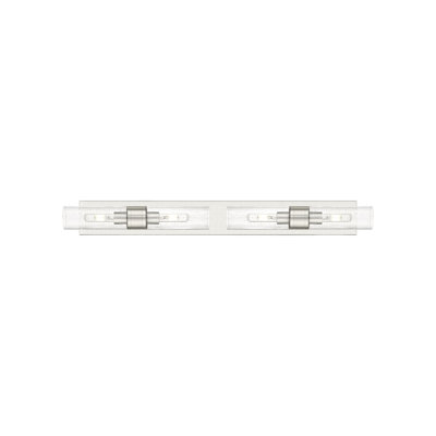 Éclairage pour meuble-lavabo 4 lumières 39 po Ballston - Maliyah - Laiton antique - Abat-jour blanc rayé
