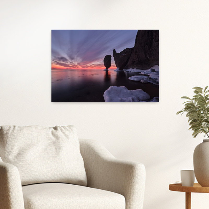 Twilight Sea Stacks Colorful Dramatic Serene Coastal Landscape Wall Art Print 1 Piece Wrapped Canvas Wall Art