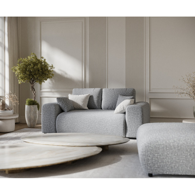 Two-seater square arms loveseat sofa, Grey