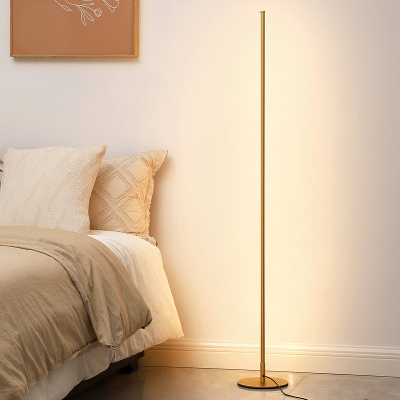 Hedden 58" Dimmable LED Corner Floor Lamps with Remote Control (Set of 2), Gold