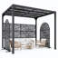 Ensemble de pergola en métal avec 4 écrans d'intimité arqués