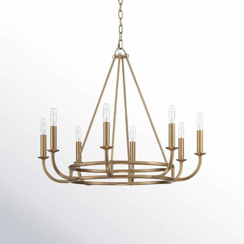 Akir 8 - Light Dimmable Wagon Wheel Chandelier, Gold