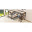 Lit superposé simple en L avec lit mezzanine simple avec bureau et tablette en L, brun
