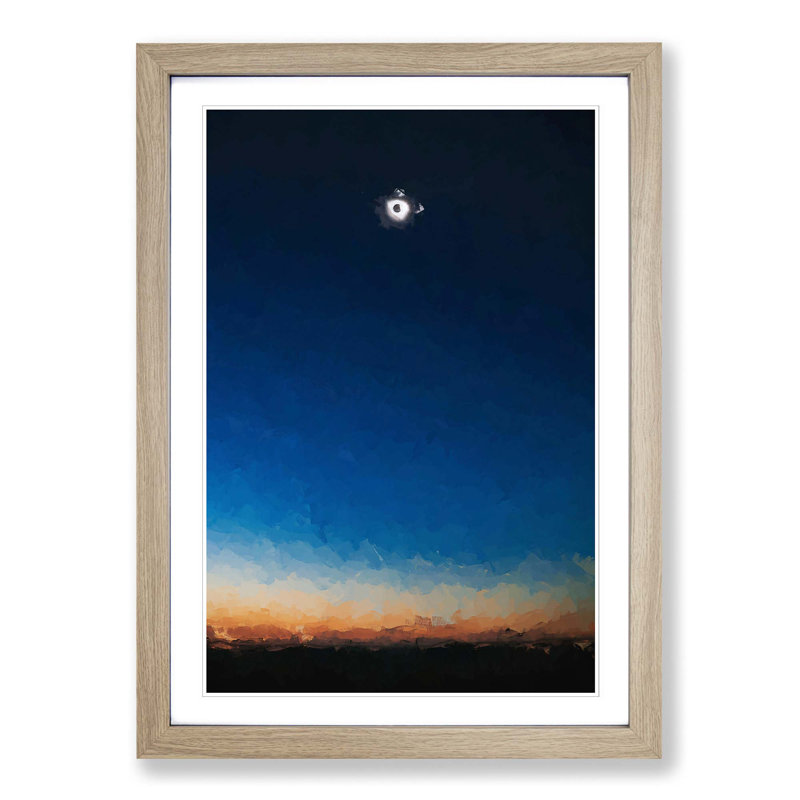 Total Eclipse of the Sun in Abstract - Picture Frame Graphic Art Print, Oak, 50cm H x 35cm W x 2cm D