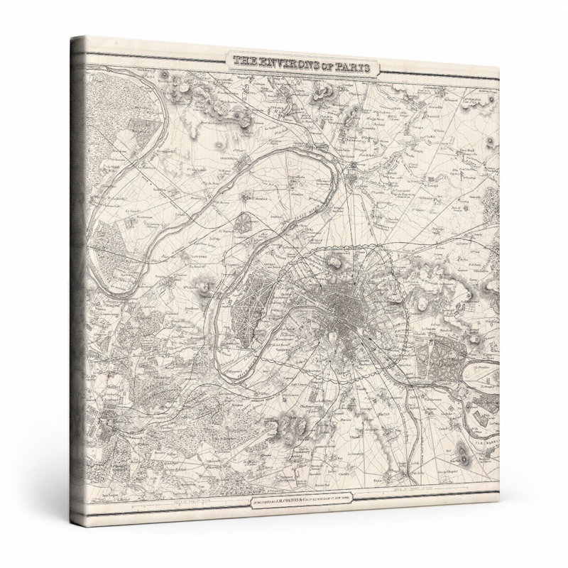 Les Environs de Paris (1857) - art mural carré sur toile, 12" W x 12" H
